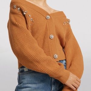 Self-Portrait Diamante Embellished Rib Knit Cardigan XL